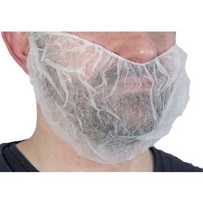 Cache-barbe non-tissé blanc - 45cm - 1 élastique - 100 pièces